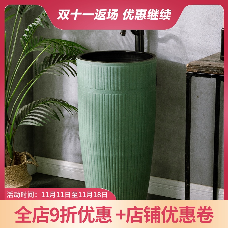 European simple balcony column type lavatory toilet ceramic sink basin floor is suing pond