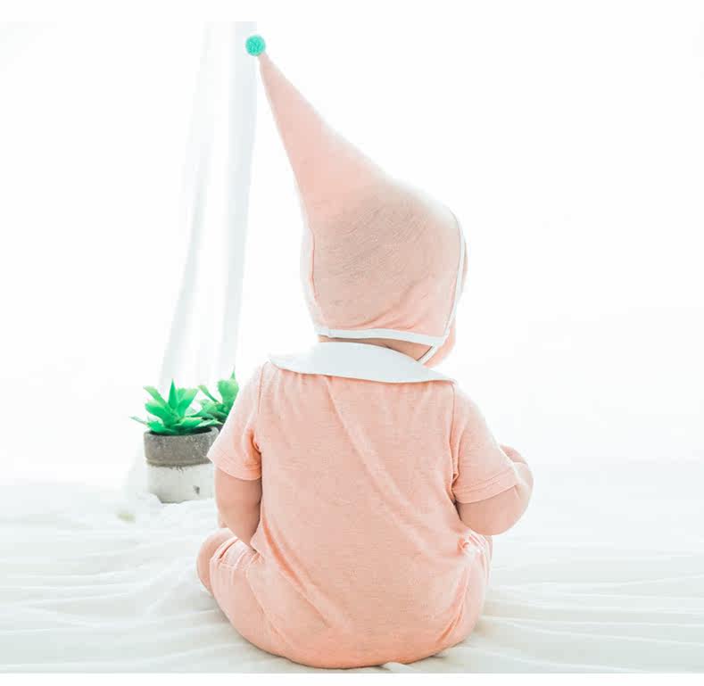 小琳琅17夏装韩国款婴儿造型连体衣服女宝宝0-2岁可爱娃娃领哈衣