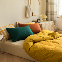 ins blogger recommended bump color pure cotton four sets pure color full cotton dorm room three sets bedding linen bed hat