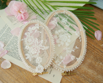 BU vintage French fresh lace embroidery Pearl Diamond handmade jewelry storage Princess Wall tray ornaments