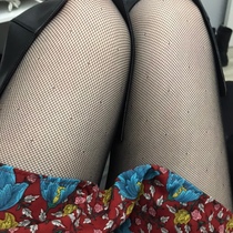 Export Japanese hollow fishnet socks mesh embroidery dot anti-hook silk black stockings children pantyhose can be folded