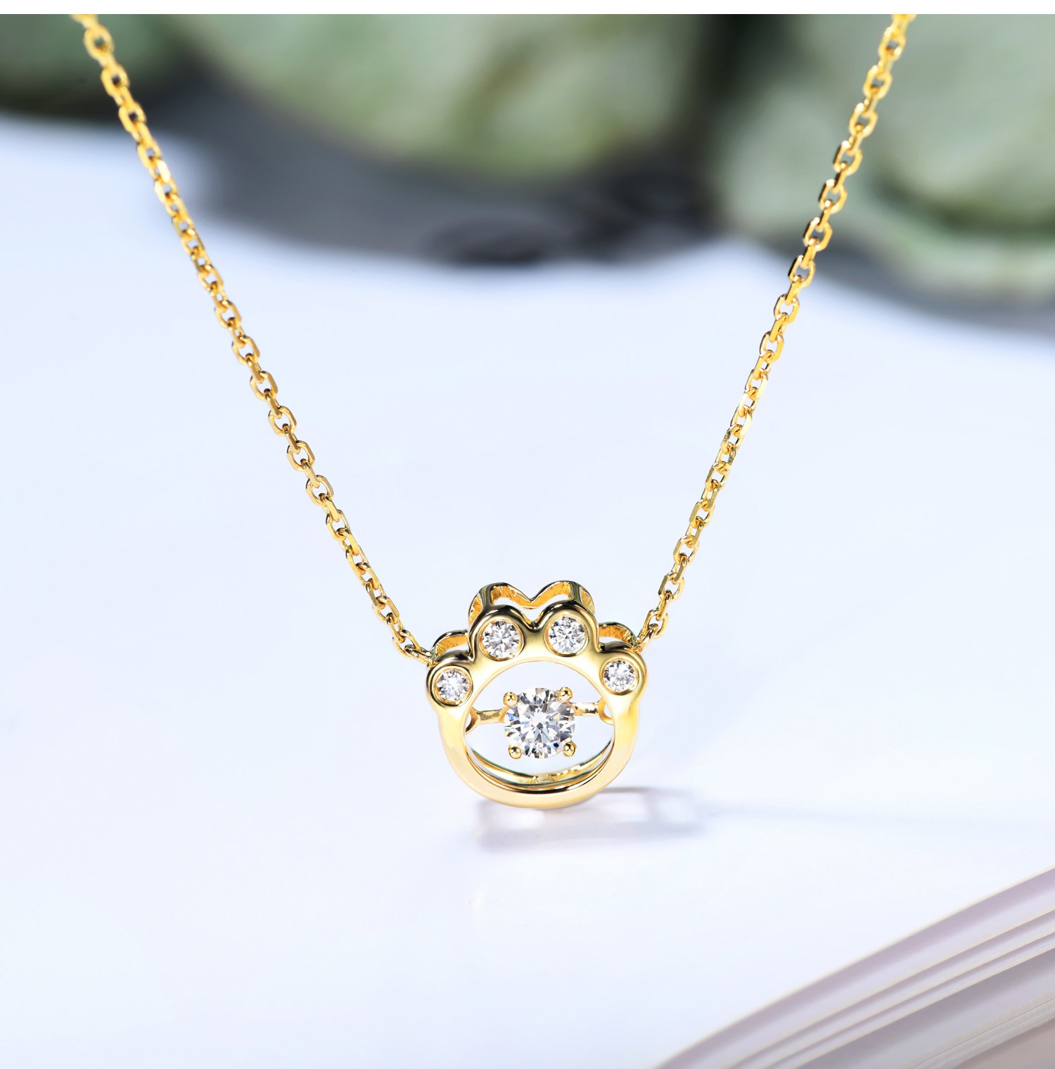 宝石矿工 18k黄金猫爪钻石项链白金黄金锁骨链 彩金灵动吊坠女士详情