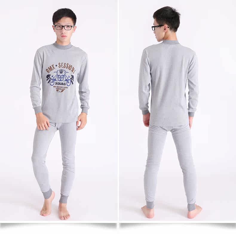 【男童内衣套装全棉男孩学生中大童家居服秋冬款青少年秋衣秋裤崔棉