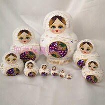 Manzhouli Russian doll genuine original white hand-painted belly 10-layer basswood girl gift