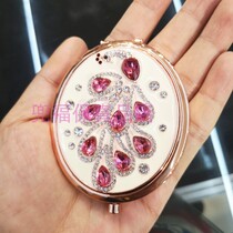Peacock mirror retro portable makeup mirror Russian Oval double-sided folding exquisite small mirror female birthday gift
