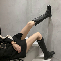 (Off-season clearance)Winter 2020 knee-high boots Martin Boots Knight boots Strappy long barrel womens boots