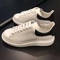 2021 new spring white shoes womens real leather sneakers thick-soled height-increasing leisure board shoes mens and womens lovers shoes tide shoes