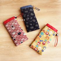 Drawing rope glasses ink mirror bag protective sleeve sunglasses containing handmade cloth art mobile phone clip cotton Japanese style and wind