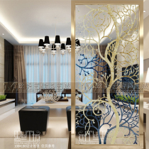 Art glass partition frosted carved European-style translucent double-sided screen home improvement living room entrance tempered process customized