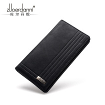 Wallet Mens Long Leather Youth Head Layer Bull Leather Money Clip Mens Wallet Business Ultra Slim Leather Clips