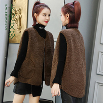 Lamb hair cotton vest women spring and autumn 2021 new leather hair one wear womens vest cashmere coat tide