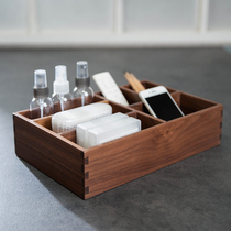 Sanshe black walnut solid wood storage box Japanese living room coffee table remote control stationery log cosmetic box D2