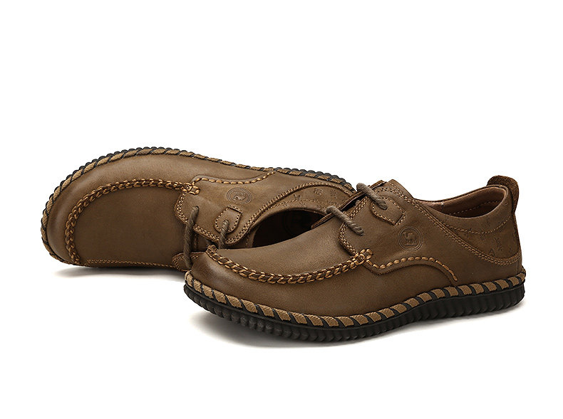 15骆驼牌 男鞋日常休闲手工缝线鞋耐磨驾车爸爸鞋男士皮鞋春秋冬