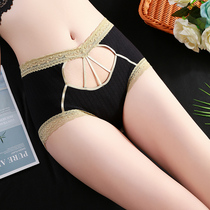 Middle Waist Hollowed-out Cotton large code Triangle pants comfortable bag Hip Breathable Sexy Graphene Bottom lady Underpants