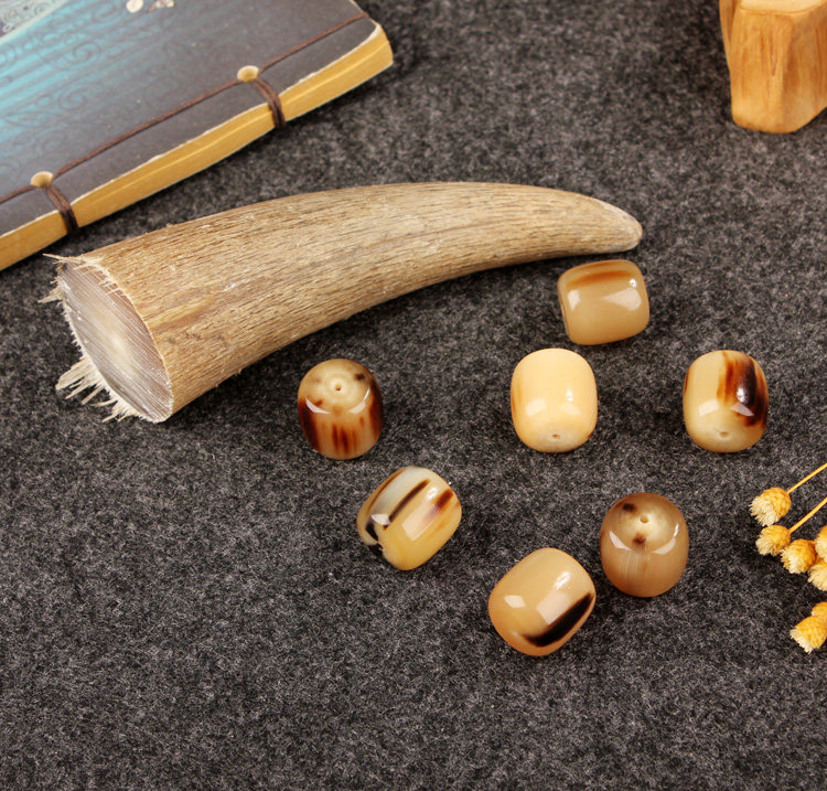 天然白牦牛角手串男女款情侣手链文玩藏式念珠桶珠圆珠民族风饰品