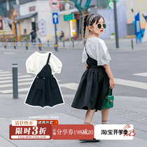 Girl Dress Dress Summer Dress 2022 New Children Ocean Gas Single Shoulder Harness Skirt Summer Bubble Cuff Princess Dress