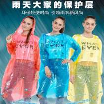 Can be used repeatedly thick pullover disposable raincoat poncho long with necked rope sleeve tendon belt hat outdoor travel