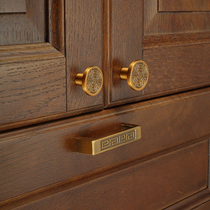 New Chinese wardrobe door handle drawer cabinet door handle bronze solid wood furniture hardware round single hole pull ring