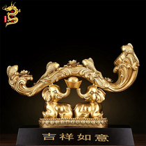 Pure copper elephant ornaments Home accessories Entrance auspicious luck suction wealth elephant Office desktop accessories Opening gifts