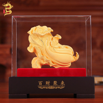 Velvet sand gold crafts Bai Caijulai cabbage living room entrance decoration decoration office housewarming opening gift