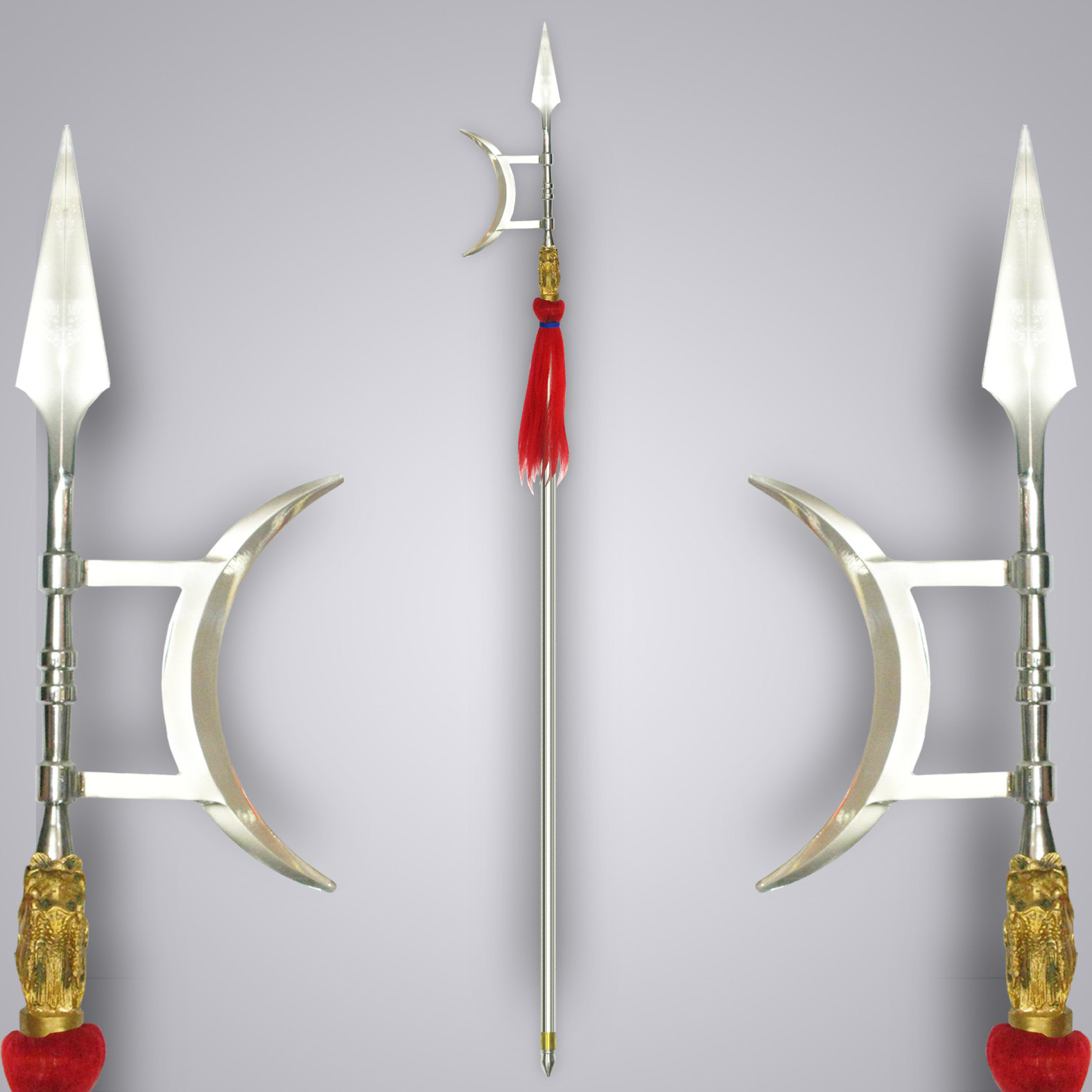 不锈钢单戟红缨枪长矛吕布方天画戟单月拆卸十八般兵器未开刃