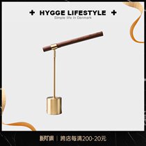 Nordic lamps and lanterns creative personality Modern minimalist designer wood grain Copper color study bedroom bedside led table lamp ins