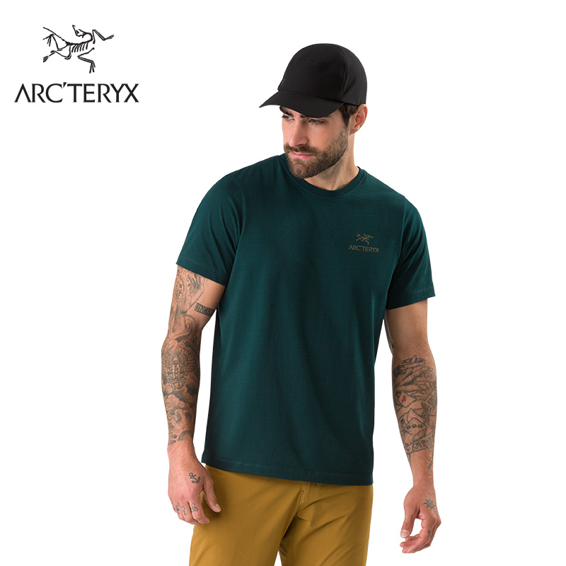 Arcteryx 始祖鸟男款日常运动休闲纯色棉质短袖圆领T恤Emblem 