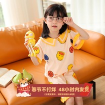 Children short sleeves Sleeping Clothing Thin girls pure cotton Home Clothing Suit Summer Day Women Great Girl Little Girl Cute Super Cute