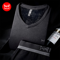 Cat people warm underwear mens plus velvet thickened winter couple de velvet warm clothes mens autumn clothes autumn pants suit women