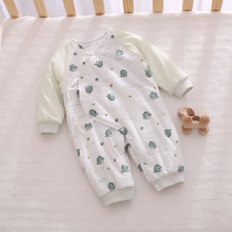 Spring autumn winter style first birth baby clip cotton butterfly clothes 03 months pure cotton newborn baby thin cotton one-piece clothes monk clothes