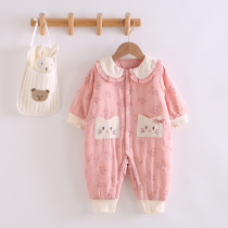 Special price clearance for baby girl baby girl conjoined jacket cotton warm and thin cotton autumn and winter paragraph outside wearing khae spring clothing sweet and beautiful