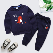 Boys set spring and autumn 2021 new childrens sportswear girls baby hair ring sweater two-piece cotton