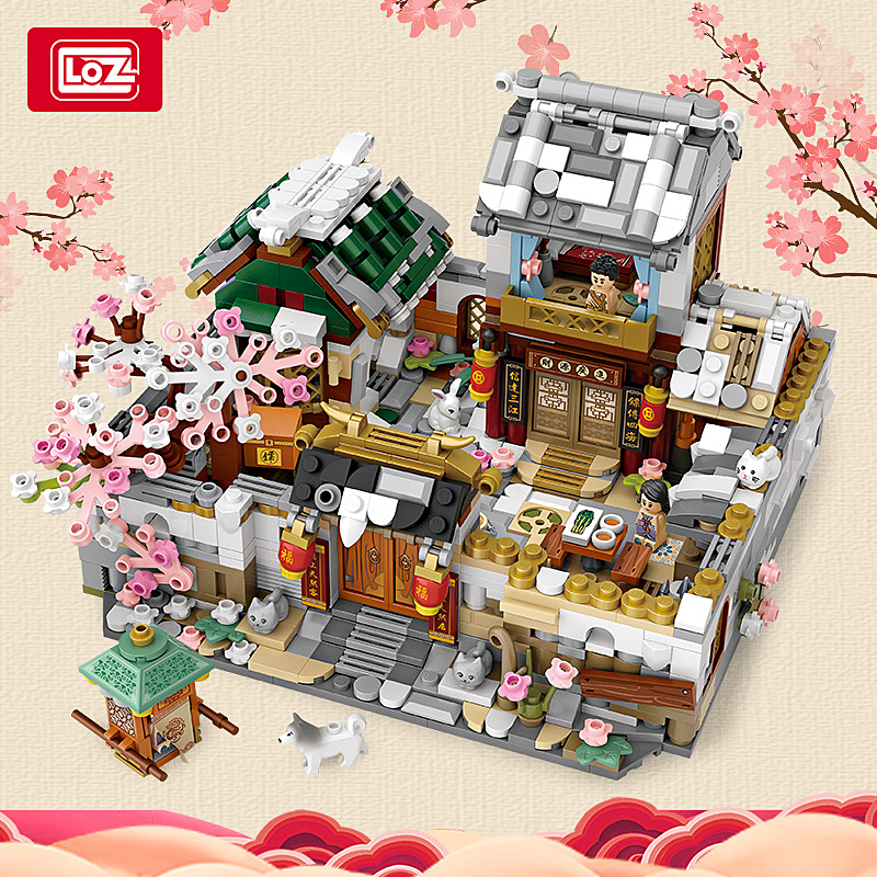 LOZ Li Zhi Mini China Wind Cabin Four Courtyard Homes Small Grain Assembly Building Blocks Puzzle Intelligence Toy Street View