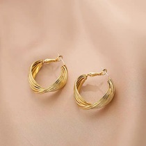 Metal ring earrings Female high sense light luxury temperament goddess fan Sterling silver ear ring ins wind 2021 new trend