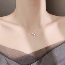 Zircon four-pointed star Sterling silver accessories necklace Womens light luxury niche simple jewelry 2021 temperament net red explosion