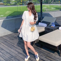 2021 summer Korean net celebrity loose plus size thin dress female student mid-length simple beach vacation skirt