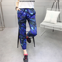 Quick-drying pants womens summer new outdoor sports nine-point casual pants loose large size thin breathable printed running pants