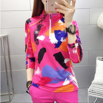 Outdoor quick-drying clothes Womens running sports moisture-absorbing breathable stand-up collar short-sleeved fitness camouflage mountaineering long-sleeved t-shirt summer