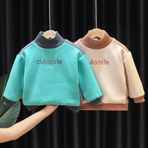 Boys plus velvet vests 2021 new autumn and winter foreign gas baby Children base shirt thick baby coat Korean version