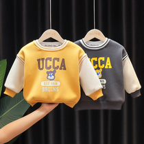 Boys winter clothes children plus velvet warm coat baby New thick winter baby Korean base shirt tide