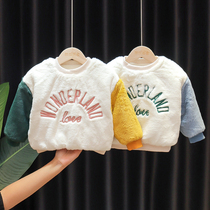 Baby winter clothes thick clothes New Korean boy coat baby winter foreign style plus velvet stitching top