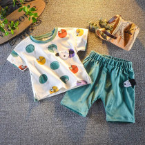 Boys suit summer clothes 2020 new Korean baby Western style childrens clothes little boy baby cartoon two-piece tide