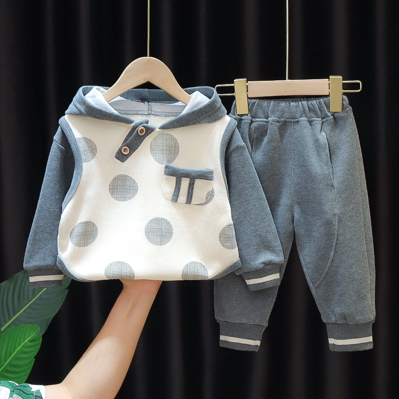 Childrens clothing mens baby spring and autumn clothing suit baby children handsome sweater 2020 new boy foreign style two-piece set of tide