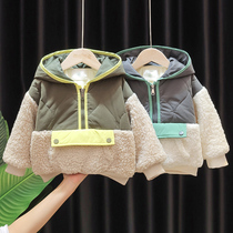 Boys winter clothes plus velvet Korean version 1-2-3 years old 4 baby warm coat baby thick hooded coat tide