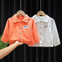 Childrens wear childrens shirts spring and autumn infants new long sleeves boys plaid cartoon shirt baby autumn coat
