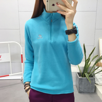 Exploring autumn and winter outdoor sports fleece clothing women's double-sided fleece warm pullover base stand collar hiking clothing