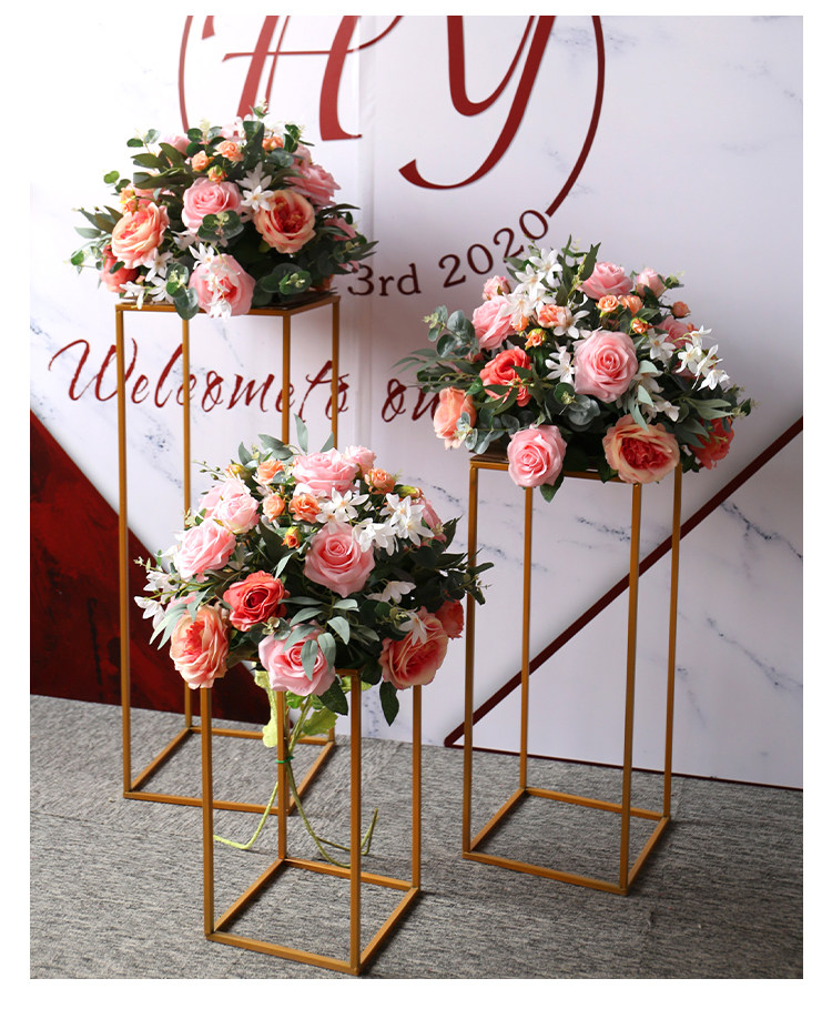 新款婚庆路引罗马柱路引花球活动道具婚礼舞台背景装饰花森系花卉