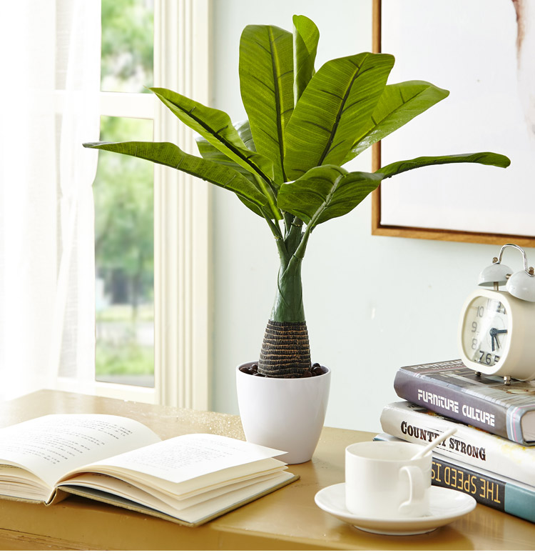 美式田园家居仿真植物盆栽小盆景套装芭蕉叶绿植装饰品摆件摆设