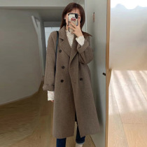 Autumn and winter 2021 New woolen coat female Korean version of Hepburn wind temperament woolen coat small man medium and long