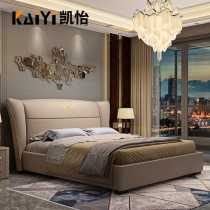 Italian light luxury leather bed modern simple style 2 m big bed double bed high grade atmospheric wedding bed leather bed master bedroom
